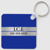 Allergie Alarm DIY allergisch gegen blaues SILVER Schlüsselanhänger (Rückseite)