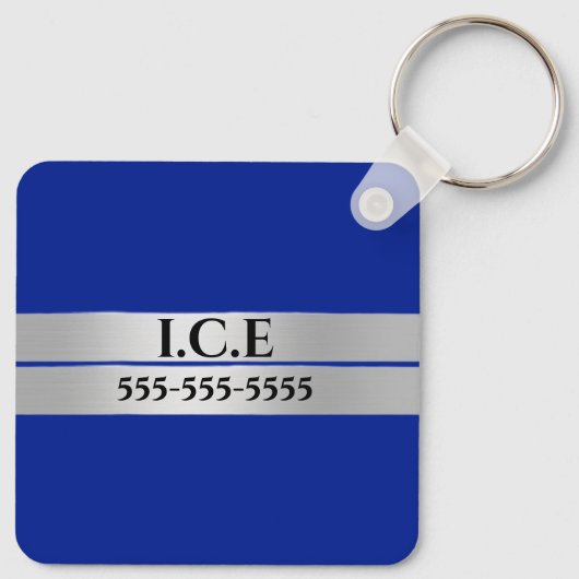 Allergie Alarm DIY allergisch gegen blaues SILVER Schlüsselanhänger (Rückseite)