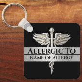 Allergie Alarm DIY allergisch gegen SILVER caduceu Schlüsselanhänger (Vorderseite)