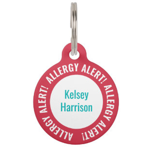 Allergie Alert Personalisiert Kids School Daycare Haustiermarke