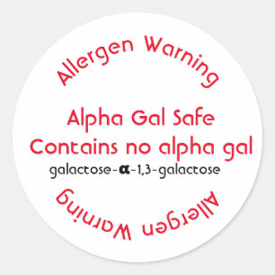 Allergie Allergenkennzeichnung, Alpha-Gal-Lebensmi Runder Aufkleber