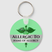Allergie allergisch gegen grüne SILVER caduceus Schlüsselanhänger (Vorderseite)