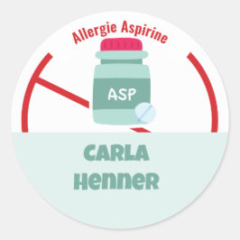 Allergie Aspirine Classic Round Sticker