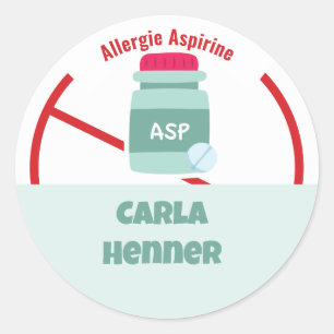 Allergie Aspirine Classic Round Sticker