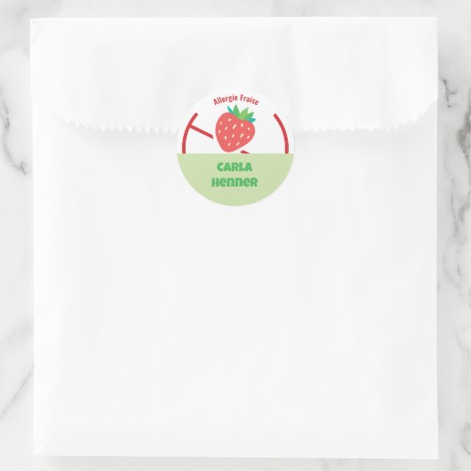 Allergie Fraise Runder Aufkleber (Tasche)