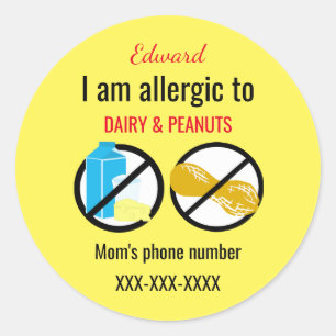 Allergie gegen Erdnüsse und Milchkinder Personalis Runder Aufkleber