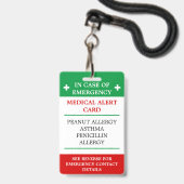 ALLERGIE im Notfall (I.C.E.) Kartenallergie Ausweis (Vorderseite mit Lanyard)