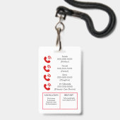 ALLERGIE im Notfall (I.C.E.) Kartenallergie Ausweis (Rückseite mit Lanyard)