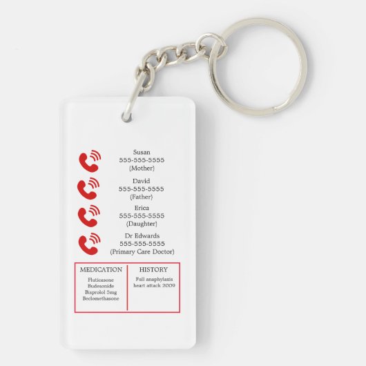 ALLERGIE im Notfall (I.C.E.) Kartenallergie Schlüsselanhänger (Rückseite)