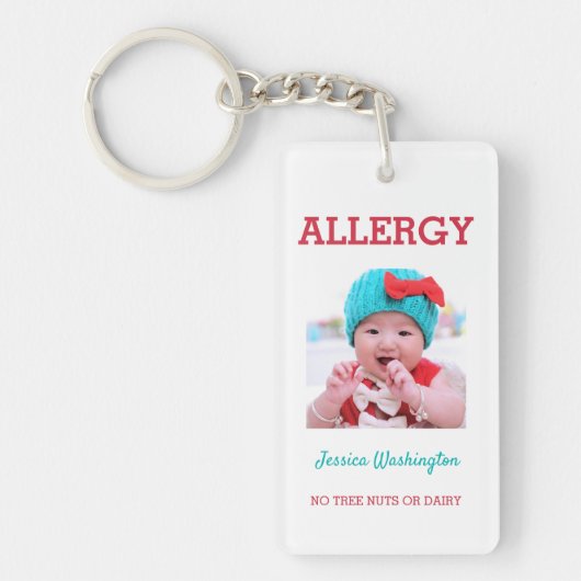 Allergie-kundenspezifische Foto-im Notfall Kinder Schlüsselanhänger (Vorderseite)