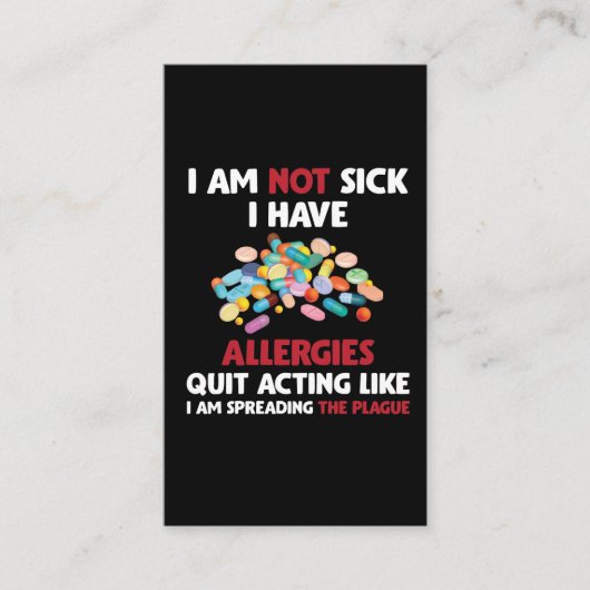 Allergie Sufferer Joke Allergische Spaß Allergien Visitenkarte (Vorderseite)