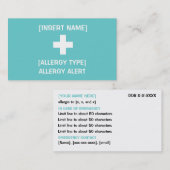 Allergie wachsame Identifikations- u. EIS-Karte Visitenkarte (Vorne/Hinten)