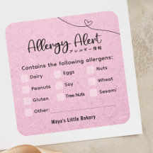 Allergie-Warnhinweis auf Pink Kraft