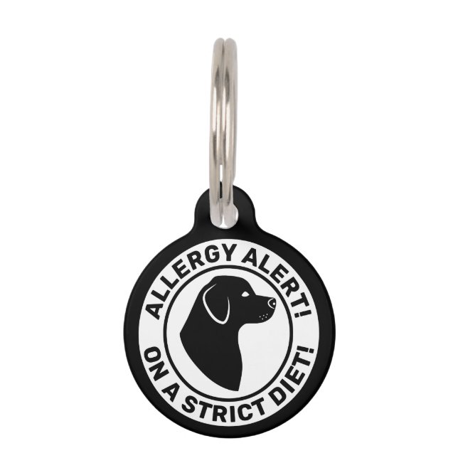 Allergiealarm mit Niedlicher Black Dog Silhouette Haustiermarke (Vorderseite)