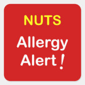 Allergiealarm - NUTS. Quadratischer Aufkleber (Vorderseite)