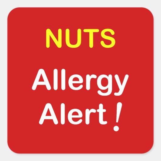 Allergiealarm - NUTS. Quadratischer Aufkleber (Vorderseite)
