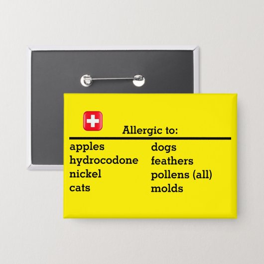 Allergien Button (Vorderseite/Rückseite)