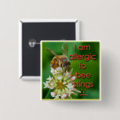 Allergisch gegen Bienenstiche - ideal für Kinder i Button (Vorne & Hinten)