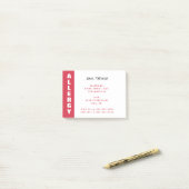 Allergische Lebensmittelwarnung Personalisierter r Post-it Klebezettel (Auf Schreibtisch)