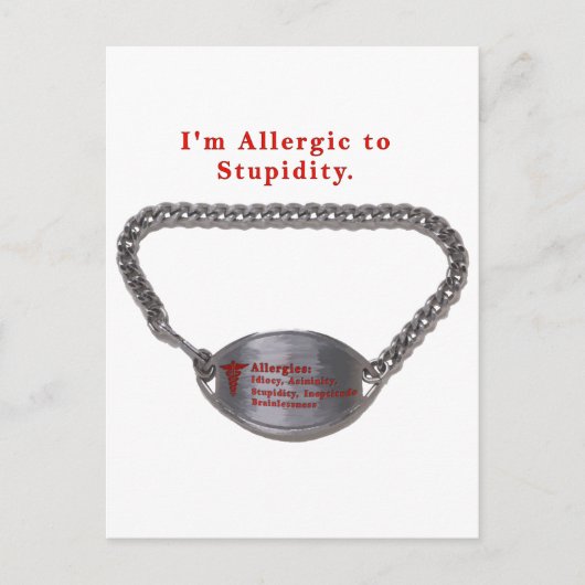 Allergische Reaktionen auf den stupiden, sonnigen  Postkarte (Vorderseite)