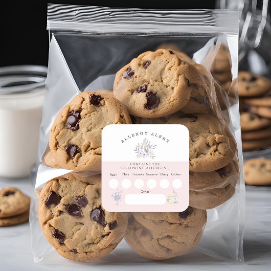 Allergische Warnhinweise für Kuchenbacken Quadratischer Aufkleber