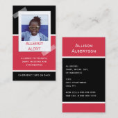 Allergische Warnkids Foto Medical Emergency Daycar Telefonnummerkarte (Vorne/Hinten)