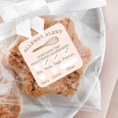 Allergische Warnmeldung Gold Bakery Whisk Pink Quadratischer Aufkleber