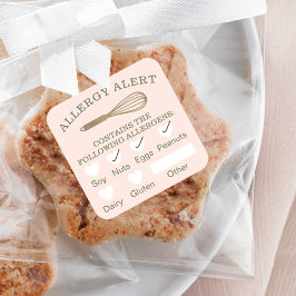 Allergische Warnmeldung Gold Bakery Whisk Pink Quadratischer Aufkleber