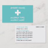 Allergische Warnmeldung ID/ICE-Karte Visitenkarte (Vorne/Hinten)