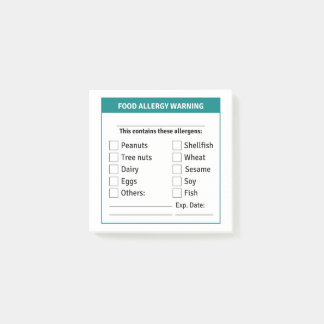 Allergische Warnung, Allergen Post it Note Post-it Klebezettel