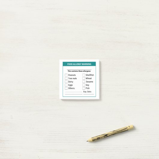 Allergische Warnung, Allergen Post it Note Post-it Klebezettel (Auf Schreibtisch)