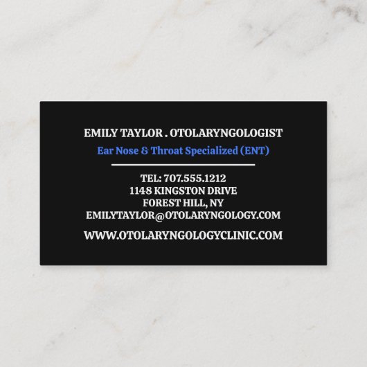 Allergologiedesign, Otolaryngologe, Otolaryngologi Visitenkarte (Rückseite)