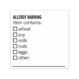 Allergy Warning Alert for Wheat Soy Milk Nuts Eggs Permastempel
