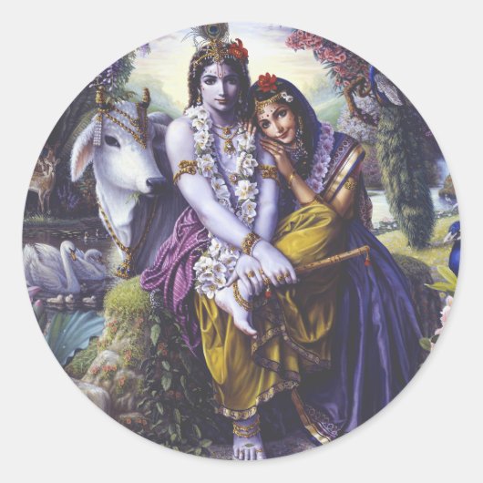 Allerheiligen Couple Radha Krishna Runder Aufkleber (Vorderseite)