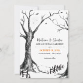 Allerheiligste Halloween-Baumhochzeit Save The Date (Vorderseite)