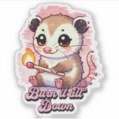 Alles abbrennen: Kawaii Possum Vinyl Sticker (Vorderseite)