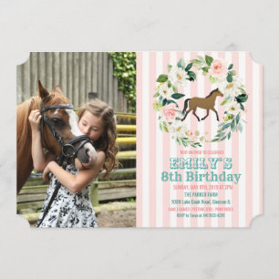ALLES ALTER - Pferd Florales Geburtstags-Foto-Einl Einladung