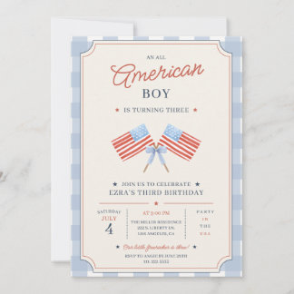 Alles Amerikanischer Jungen Geburtstag Patriotisch Einladung