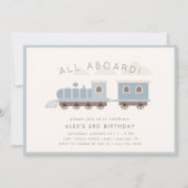 Alles an Bord! Boys Train Birthday Party Einladung (Vorderseite)
