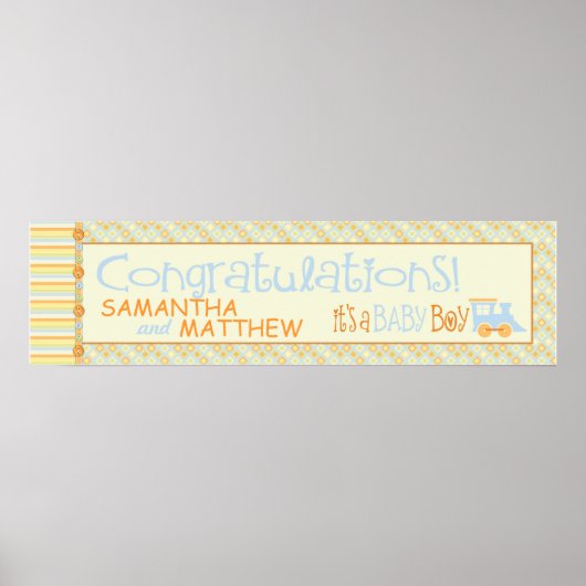 Alles an Bord! Train Baby Shower Banner Poster (Vorne)