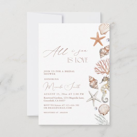 Alles auf See ist Liebe Küste Brautparty Einladung (Vorderseite)