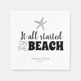 Alles begann am Strand mit einem Hochzeitstag-Star Serviette