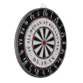 Alles begann | Datum Schwarz-weiß und rot Dartscheibe (Vorderseite Links)