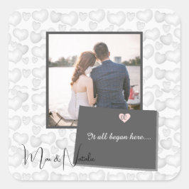 Alles begann hier, Colorado, Foto Herz Quadratischer Aufkleber