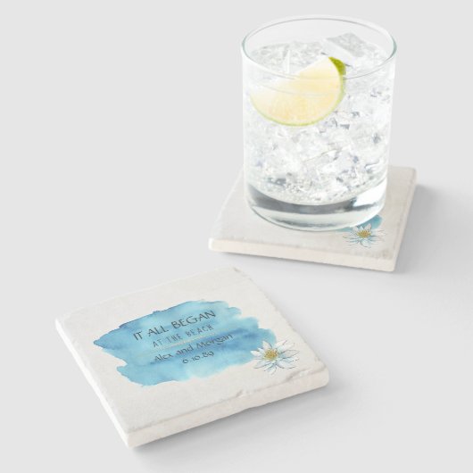 alles begann mit Aquarellspritze und Lilie Steinuntersetzer (Seitenansicht)