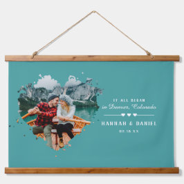 Alles begann | Romantisches Foto für Personalisier Wandteppich Mit Holzrahmen