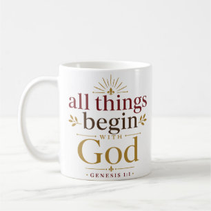 Alles beginnt mit Gott Bibelstelle Kaffeetasse