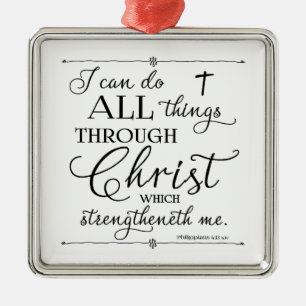 Alles durch Christus - Philipper 4:13 Silbernes Ornament