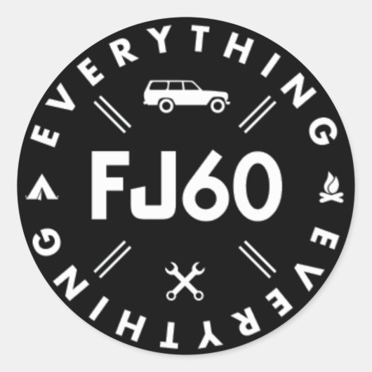 Alles FJ60 Logo-Sticker - Schwarz Runder Aufkleber (Vorderseite)