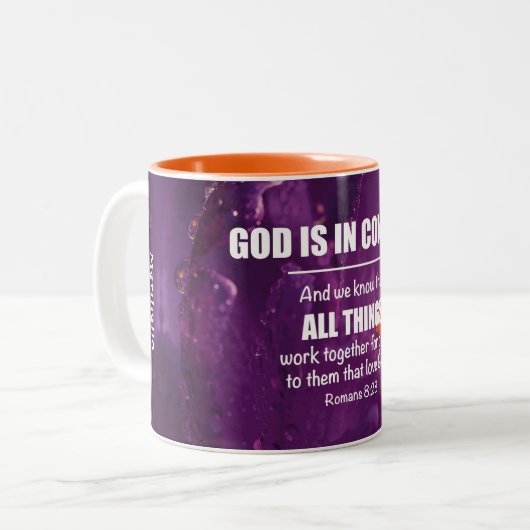 ALLES FUNKTIONIERT MIT DEN Römern 8:28 Personalisi Zweifarbige Tasse (Vorderseite Links)